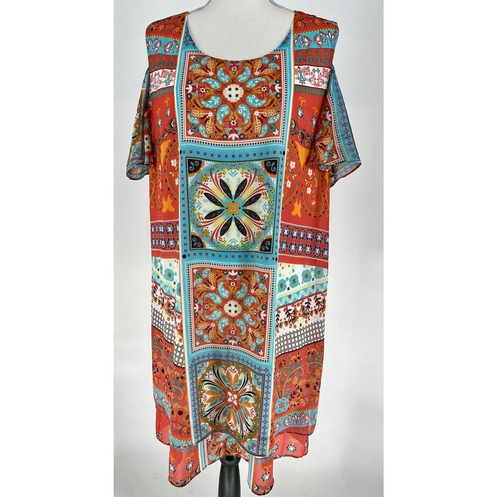 Tribella Women's Open Shoulder Short Bell Sleeve Dress Size XL‎